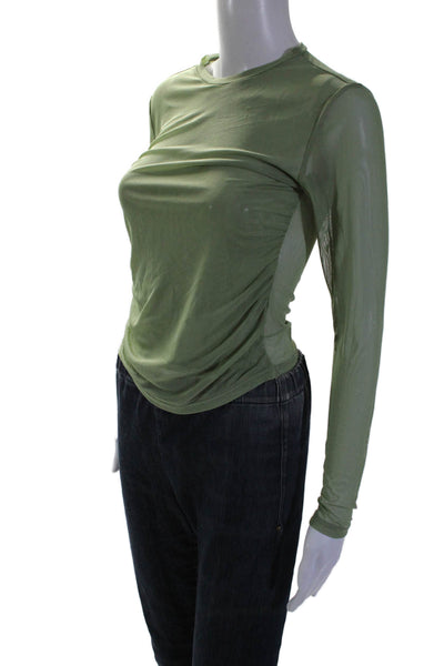 Kimberly Taylor Womens Long Sleeves Ruched Sides Blouse Green Size Medium