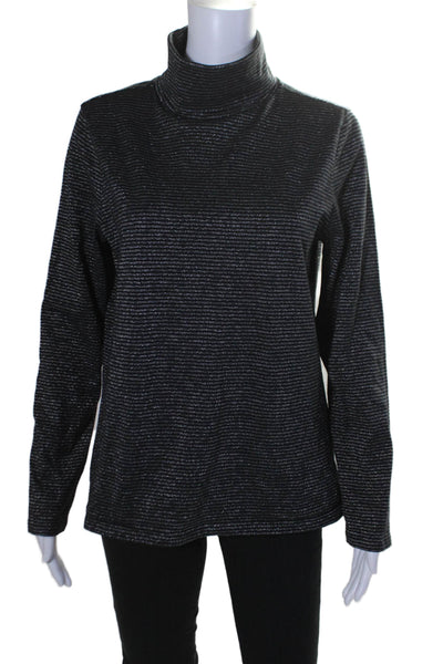 MiH Jeans Womens Cotton Striped Turtleneck Pullover Top Black Size L