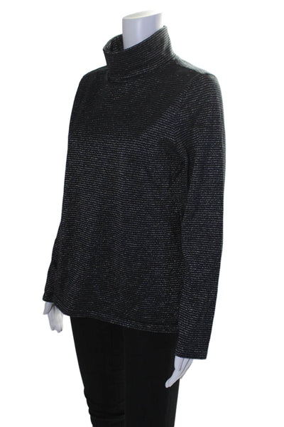 MiH Jeans Womens Cotton Striped Turtleneck Pullover Top Black Size L