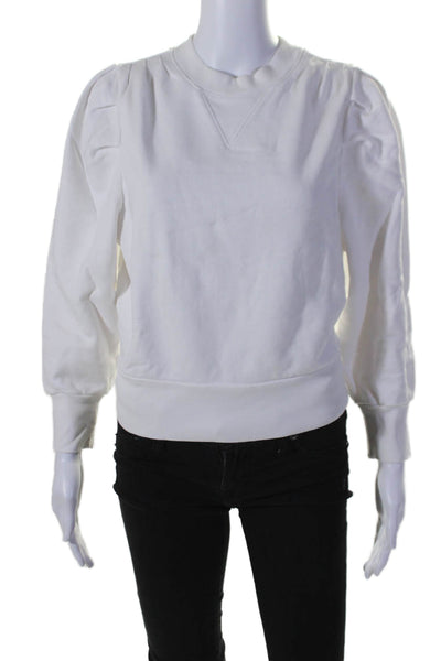 Frame Womens Long Sleeve Crew Neck Sweatshirt White Cotton Size Small