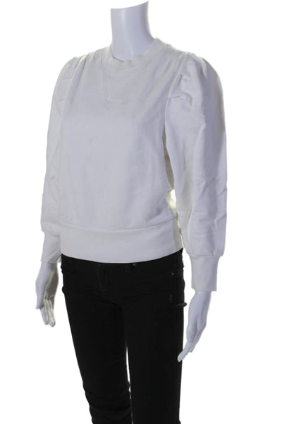 Frame Womens Long Sleeve Crew Neck Sweatshirt White Cotton Size Small