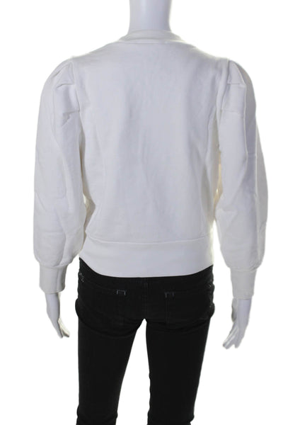 Frame Womens Long Sleeve Crew Neck Sweatshirt White Cotton Size Small