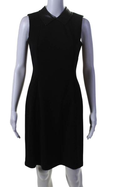 Calvin Klein Womens Back Zip Sleeveless Collared Sheath Dress Black Size 2