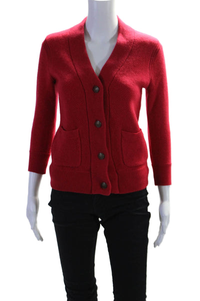 Rag & Bone Womens Cashmere Buttoned Long Sleeve Sweater Red Size 2