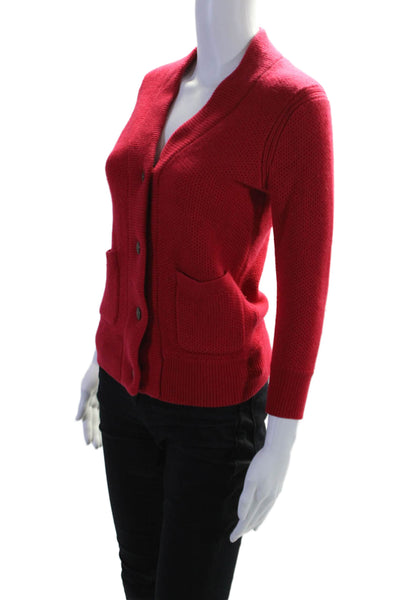 Rag & Bone Womens Cashmere Buttoned Long Sleeve Sweater Red Size 2