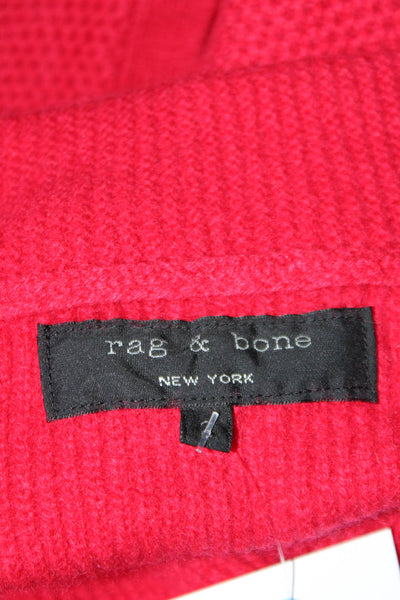 Rag & Bone Womens Cashmere Buttoned Long Sleeve Sweater Red Size 2