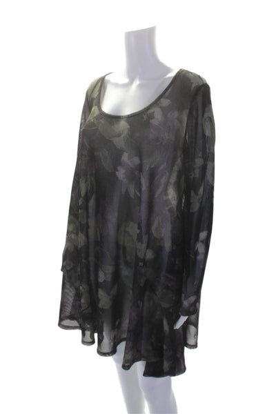 Joseph Ribkoff Womens Textured Long Sleeve Floral Print Sheer Dress Black Size M