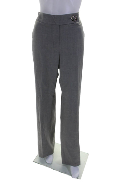 Tory Burch Womens Wool Pleated Lined Wide Leg Dress Trousers Gray Size 12