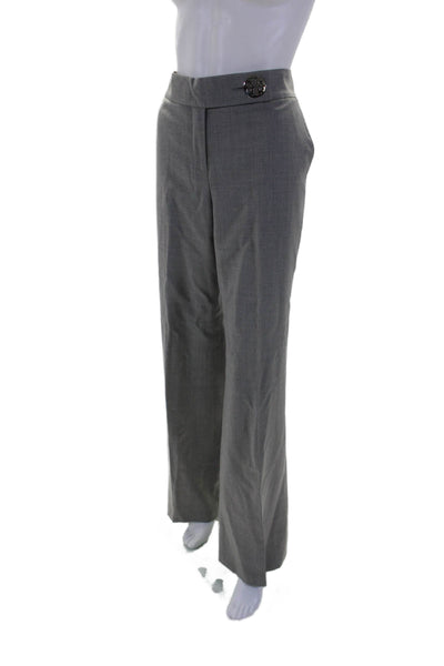 Tory Burch Womens Wool Pleated Lined Wide Leg Dress Trousers Gray Size 12