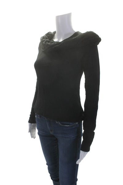 Christian Siriano Womens Modal Long Sleeve Fitted Scarf Attachment Top Black Siz