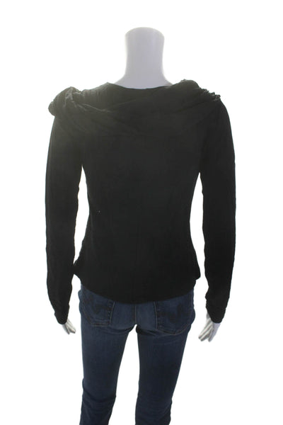 Christian Siriano Womens Modal Long Sleeve Fitted Scarf Attachment Top Black Siz