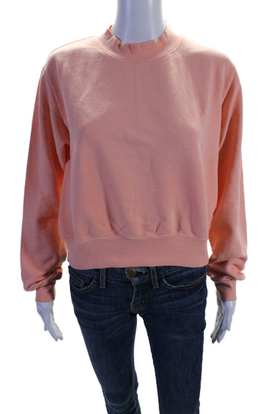 Cotton Citizen Womens Long Sleeve Crew Neck Sweatshirt Peach Cotton Size Small