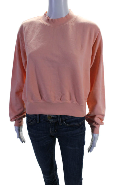 Cotton Citizen Womens Long Sleeve Crew Neck Sweatshirt Peach Cotton Size Small