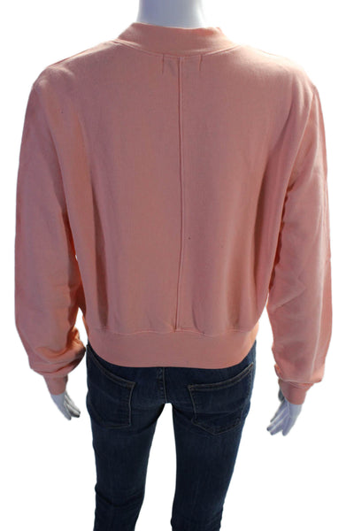 Cotton Citizen Womens Long Sleeve Crew Neck Sweatshirt Peach Cotton Size Small