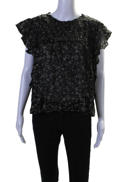 Etoile Isabel Marant Womens Floral Print Layona Blouse Black Beige Size EUR 38