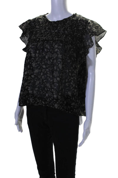 Etoile Isabel Marant Womens Floral Print Layona Blouse Black Beige Size EUR 38