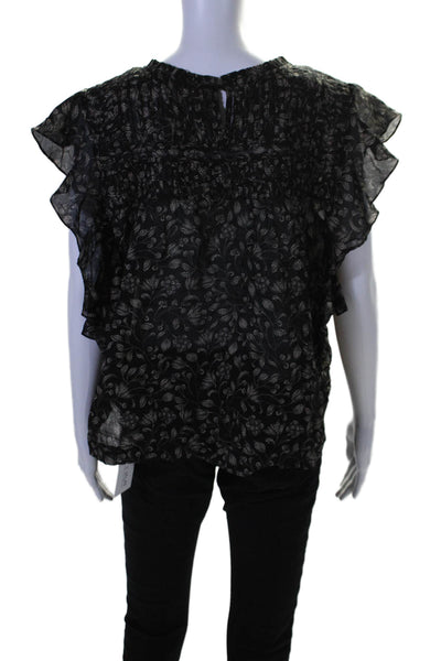 Etoile Isabel Marant Womens Floral Print Layona Blouse Black Beige Size EUR 38