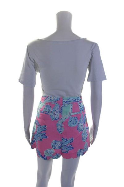 Lily Pulitzer Womens Cotton Scalloped Trim Abstract Print Skort Pink Blue Size 8