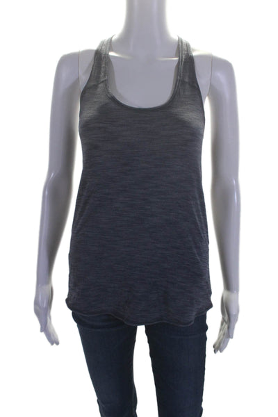 Lululemon Womens Textured Lined Criss Cross Back Activewear Tank Top Blue Size S