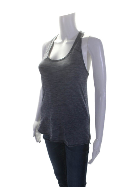 Lululemon Womens Textured Lined Criss Cross Back Activewear Tank Top Blue Size S