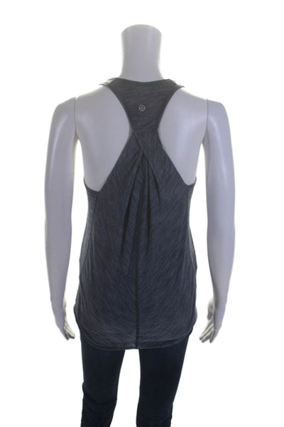 Lululemon Womens Textured Lined Criss Cross Back Activewear Tank Top Blue Size S