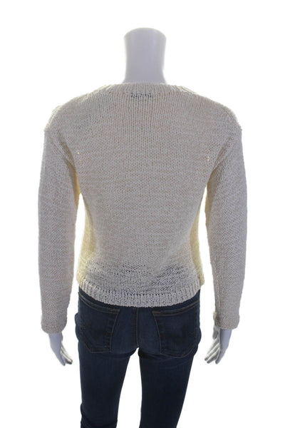 Vince Womens Cotton Long Sleeve Cable Knit Sweater Top Cream Size XXS