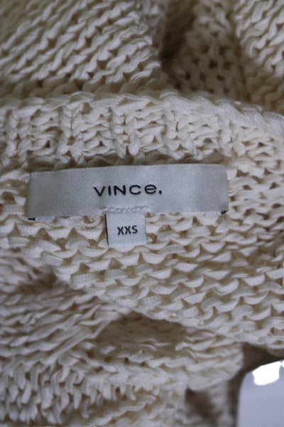 Vince Womens Cotton Long Sleeve Cable Knit Sweater Top Cream Size XXS