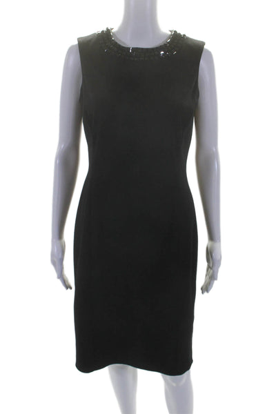 Calvin Klein Women's Sleeveless Embellish Fitted Midi Dress Black Size 4