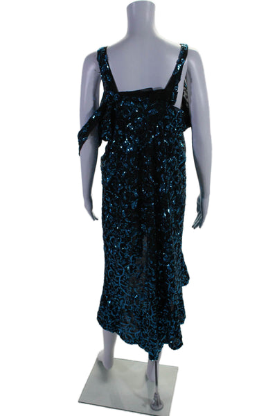 Cindi Gindi Womens Sequined Sleeveless Wrap Dress Black Blue Size Small