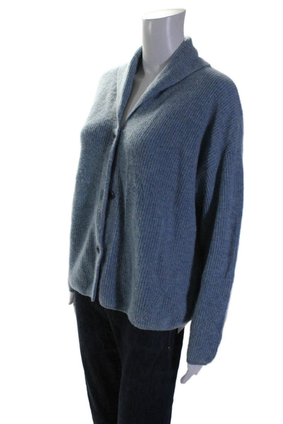 Poetry Womens Cashmere Long Sleeved Collared Sweater Cardigan Blue Size 6