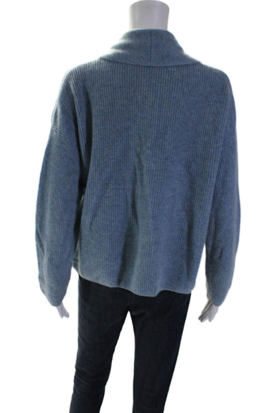 Poetry Womens Cashmere Long Sleeved Collared Sweater Cardigan Blue Size 6