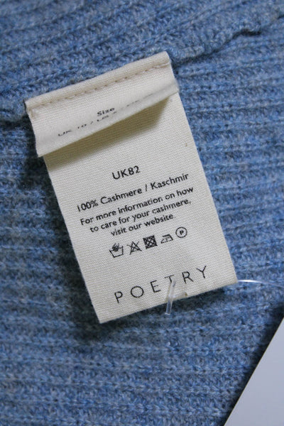 Poetry Womens Cashmere Long Sleeved Collared Sweater Cardigan Blue Size 6
