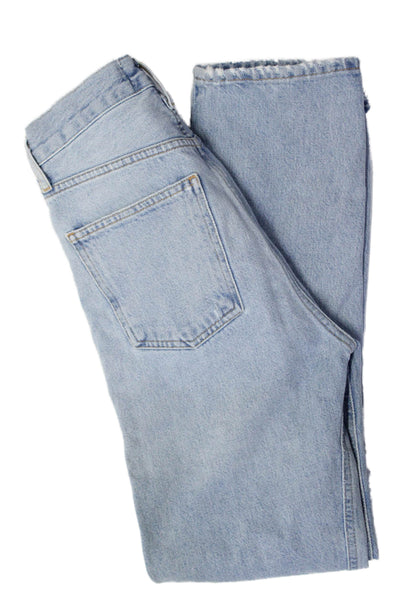 Agolde Womens Button Fly High Rise Light Wash Distressed Jeans Blue Size 23