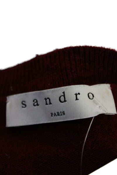 Sandro Paris Womens Round Neck Tie Front Long Sleeve Sweater Red Size 2