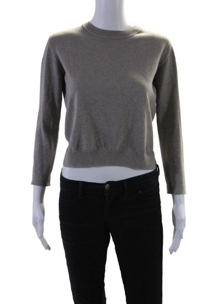 Alexandra Golovanoff Womens Cotton Long Sleeve Crewneck Top Gray Size XS