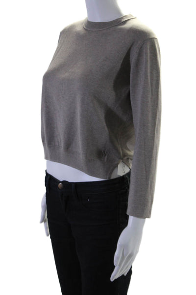 Alexandra Golovanoff Womens Cotton Long Sleeve Crewneck Top Gray Size XS