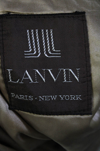 Lanvin Women's Collared Long Sleeves Double Breasted Long Coat Beige Size M