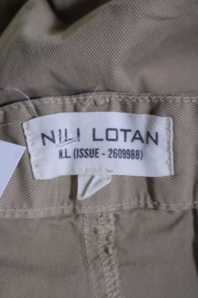 Nili Lotan Womens Cotton Textured Lined Zip Casual Pants Khaki Size 4