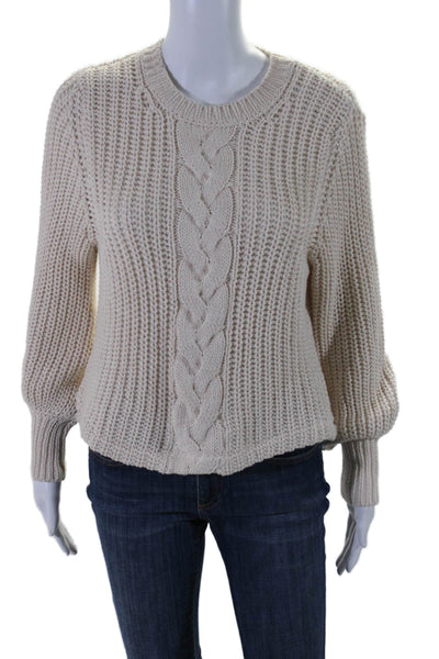 La Maille Sezane Womens Cropped Cable Knit Pullover Sweater White Size XXS