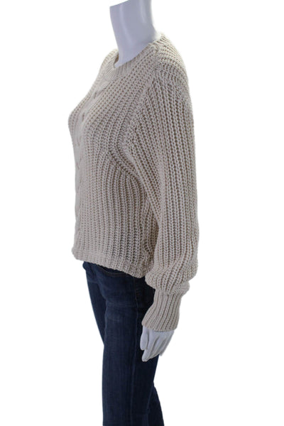 La Maille Sezane Womens Cropped Cable Knit Pullover Sweater White Size XXS