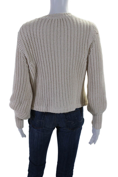 La Maille Sezane Womens Cropped Cable Knit Pullover Sweater White Size XXS