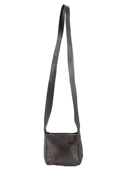 The Sak Womens Leather Floral Print Shoulder Bag Gray S