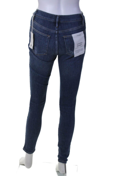 Frame Womens High Rise Zip Up Skinny Leg Saxon Jeans Blue Cotton Size 25