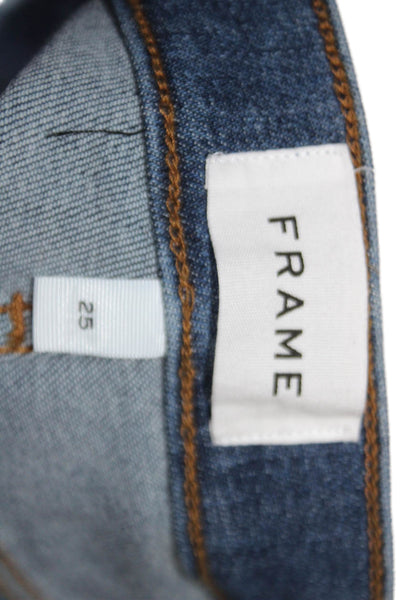 Frame Womens High Rise Zip Up Skinny Leg Saxon Jeans Blue Cotton Size 25