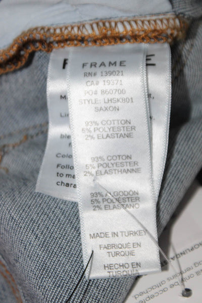 Frame Womens High Rise Zip Up Skinny Leg Saxon Jeans Blue Cotton Size 25
