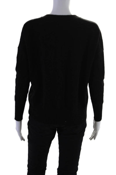 27 Miles Womens Cashmere Long Sleeves Pullover V Neck Sweater Black Size Small