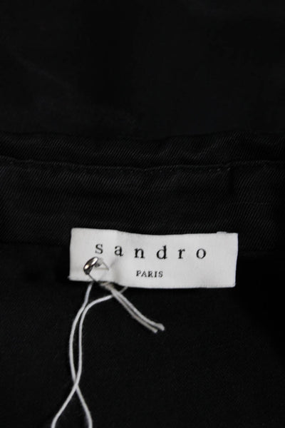 Sandro Womens Linen Blend Button Down Shirt Dress Black White Size EUR 34