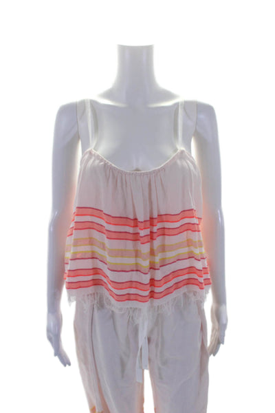 Lemlem Womens Cotton Striped Sleeveless Top And Pants Set Pink Size S