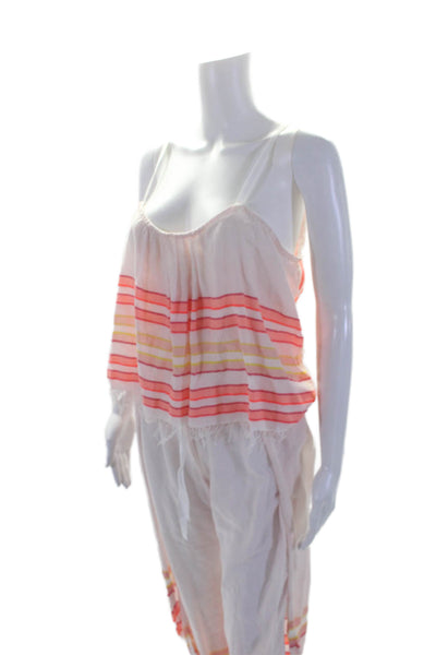 Lemlem Womens Cotton Striped Sleeveless Top And Pants Set Pink Size S