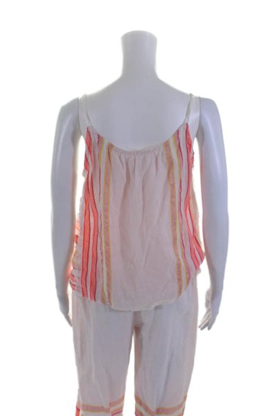 Lemlem Womens Cotton Striped Sleeveless Top And Pants Set Pink Size S